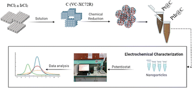 Graphical abstract: Synthesis of a functionalized carbon supported platinum–iridium nanoparticle catalyst by the rapid chemical reduction method for the anodic reaction of direct methanol fuel cells