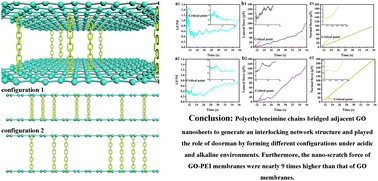 Graphical abstract: Conferring doorman characteristic and superior nano-scratch stability to graphene oxide membranes via tailoring channel microenvironment