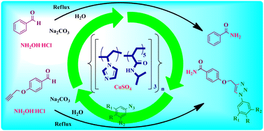 Graphical abstract: A Cu-incorporated polymeric heterogeneous catalyst: exploring an expedient approach to construct amide bonds and extending its application to triazole hybrid amide synthesis