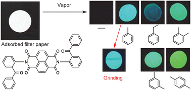 Graphical abstract: Fluorescence sensor using porous host molecules deposited on filter paper with vapochromic and mechanochromic properties