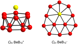 Graphical abstract: Boron-based tubular BeB12+ and quasi-planar BeB120/− clusters: structural transformation and chemical bonding