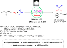Graphical abstract: Visible-light-mediated C(sp3)–H functionalization of alkyl arylacetates: an easy approach to S-benzyl dithiocarbamate acetates