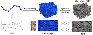 Graphical abstract: Nitrogen-doped carbon sponge derived from the self-assembly of poly(amic acid) for high performance oxygen reduction reaction