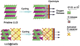 Graphical abstract: A CeO2-modified Li-rich layered oxide cathode with tunable interfacial oxygen for durable Li-ion batteries