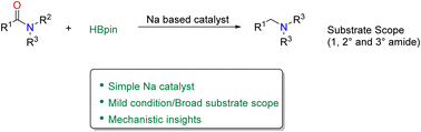 Graphical abstract: NaHBEt3-catalyzed HBpin hydroboration and deoxygenation of primary, secondary, and tertiary amides