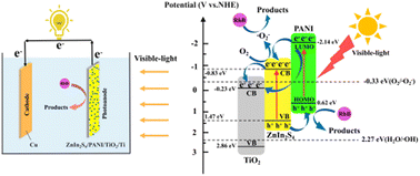 Graphical abstract: A highly efficient visible-light-driven photocatalytic fuel cell with ZnIn2S4/PANI/TiO2/Ti photoanode for simultaneous degradation of rhodamine B and electricity generation