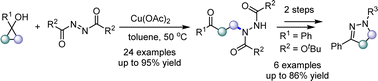 Graphical abstract: Cu(OAc)2-catalyzed hydrazination of cyclopropanols and late-stage transformation to 4,5-dihydropyrazoles