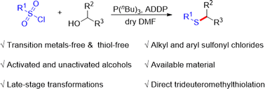 Graphical abstract: ADDP facilitates C–S bond formation from sulfonyl chlorides with alcohols