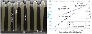 Graphical abstract: GaAs/GaInP nanowire solar cell on Si with state-of-the-art Voc and quasi-Fermi level splitting