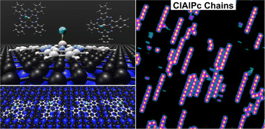 Graphical abstract: Growth of 1D ClAlPc molecular chains mediated by graphene moiré patterns