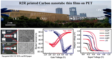 Graphical abstract: Large area roll-to-roll printed semiconducting carbon nanotube thin films for flexible carbon-based electronics