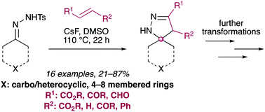 Graphical abstract: Synthesis of spirocyclic dihydropyrazoles from tosylhydrazones and electron-deficient alkenes