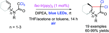 Graphical abstract: Photoredox catalysis in the synthesis of γ- and δ-lactams from N-alkenyl trichloro- and dichloroacetamides