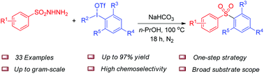 Graphical abstract: Base-promoted synthesis of diarylsulfones from sulfonyl hydrazines and diaryliodonium salts