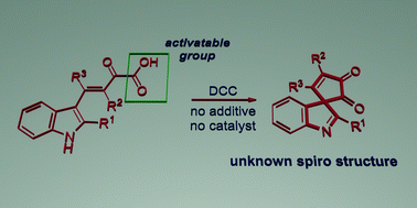 Graphical abstract: Synthesis of spiroindolenine–cyclopentenedione skeletons and their chemical behaviours: the first example of a lactone-type spiroindolenine structure