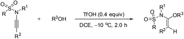 Graphical abstract: Metal-free hydroalkoxylation of ynesulfonamides with alcohols