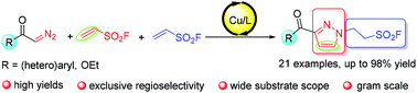 Graphical abstract: A cascade reaction for regioselective construction of pyrazole-containing aliphatic sulfonyl fluorides