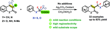 Graphical abstract: Silver-catalyzed C-3 arylthiodifluoromethylation and aryloxydifluoromethylation of coumarins