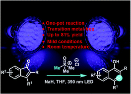 Graphical abstract: Photoinduced C–C bond cleavage for the synthesis of 2,4-disubstituted-1-naphthols from indenone derivatives and sulfoxonium ylide