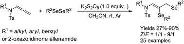 Graphical abstract: Synthesis of 1,2-diselenides via potassium persulfate-mediated diselenation of allenamides with diselenides