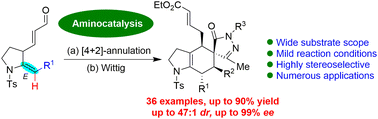 Graphical abstract: Aminocatalytic asymmetric [4 + 2]-annulation to access functionally rich hexahydrospiroindole pyrazolones