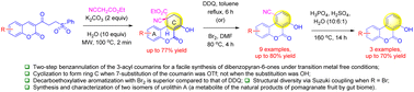 Graphical abstract: Synthesis of 7-hydroxydibenzopyran-6-ones via benzannulation of coumarins