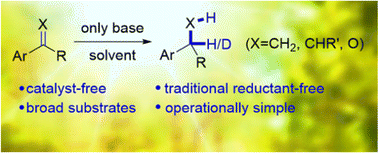 Graphical abstract: Catalyst-free photo-reductions of aromatic olefins and carbonyl compounds
