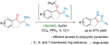 Graphical abstract: Assembly of trifluoromethylated fused tricyclic pyrazoles via cyclization of β-amino cyclic ketones