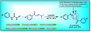 Graphical abstract: Iodine promoted cyclization of N,N′-diphenylthiocarbamides with enaminones: a protocol for the synthesis of poly-substituted 2-iminothiazolines