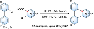 Graphical abstract: Palladium-catalyzed annulative π-extension of o-halobiphenyls with o-chloropyridinecarboxylic acids to access azatriphenylenes