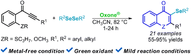 Graphical abstract: Radical cyclization of alkynyl aryl ketones for the synthesis of 3-seleno-substituted thiochromones and chromones