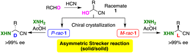 Graphical abstract: Asymmetric Strecker reaction at the solid/solid interface