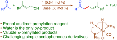 Graphical abstract: Ruthenium-catalysed α-prenylation of ketones using prenol
