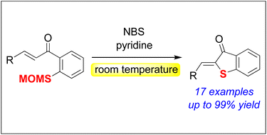 Graphical abstract: A concise synthesis of thioaurones via NBS-induced cyclization of MOM-protected 2′-mercaptochalcones