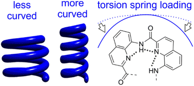 Graphical abstract: Molecular torsion springs: alteration of helix curvature in frustrated tertiary folds