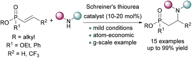 Graphical abstract: Thiourea-catalysed conjugate additions of amines to vinyl phosphonates and phosphinates