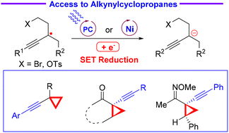 Graphical abstract: Access to functionalized alkynylcyclopropanes via reductive radical-polar crossover-based reactions of 1,3-enynes with alkyl radicals