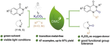 Graphical abstract: Visible light-induced cascade N-alkylation/amidation reaction of quinazolin-4(3H)-ones and related N-heterocycles