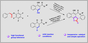 Graphical abstract: Synthesis of functionalized 3-aryl-3H-benzofuranone derivatives from aryl acetate via [3 + 2] annulation of 1,4-dihydroxy-2-naphthoic acid ester