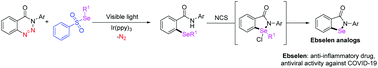 Graphical abstract: Visible-light-promoted denitrogenative ortho-selenylation reaction of benzotriazinones: synthesis of ortho-selenylated benzamides and ebselen analogs