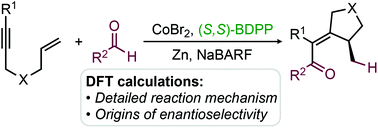 Graphical abstract: Mechanism and origins of enantioselectivity of cobalt-catalyzed intermolecular hydroacylation/cyclization of 1,6-enynes with aldehydes