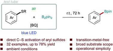 Graphical abstract: Photoinduced aerobic C–S borylation of aryl sulfides