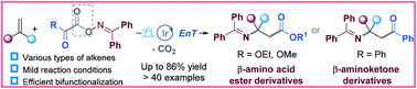 Graphical abstract: Efficient access to β-amino acid ester/β-amino ketone derivatives via photocatalytic radical alkoxycabonylimidation/carbonylimidation of alkenes