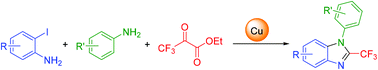 Graphical abstract: Copper-mediated three-component synthesis of 2-trifluoromethyl benzimidazoles