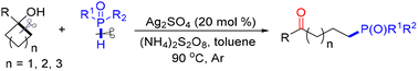 Graphical abstract: Silver-catalyzed radical ring-opening of cycloalkanols for the synthesis of distal acylphosphine oxides