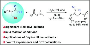 Graphical abstract: A formal [4 + 1] cycloaddition reaction of Baylis–Hillman bromides with sulfur ylides: facile access to α-alkenyl lactones