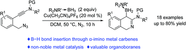 Graphical abstract: A copper-catalyzed B–H bond insertion reaction of azide–ynamide with borane adducts via α-imino copper carbenes