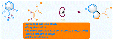 Graphical abstract: The regioselective annulation of N-methylpyridinium ylides with alkenes enabled by palladium catalysis: access to 3-unsubstituted indolizine derivatives