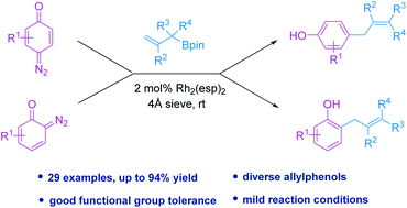 Graphical abstract: Rhodium-catalyzed reaction of diazoquinones with allylboronates to synthesize allylphenols