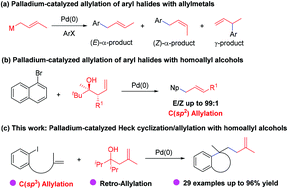 Graphical abstract: Palladium-catalyzed Heck cyclization/allylation with homoallyl alcohols via retro-allylation